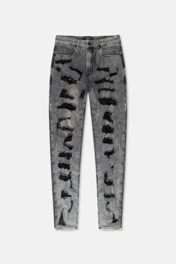 JM denim 203 Skinny - Destroyed Black Thrasher