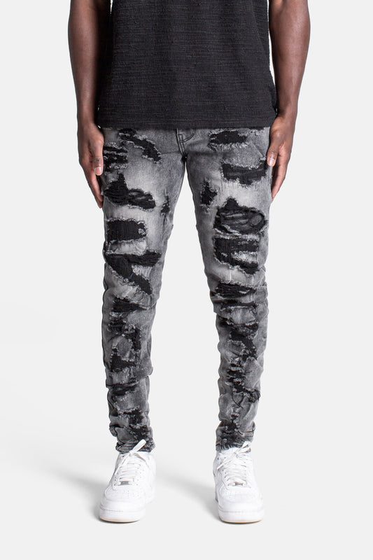 JM denim 203 Skinny - Destroyed Black Thrasher