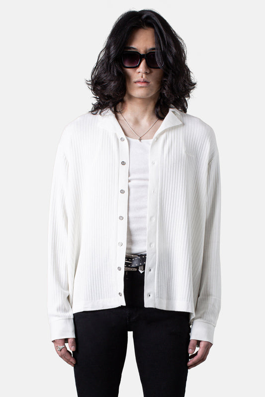 JM Shirts & Tops Knit Logo Button Down - White