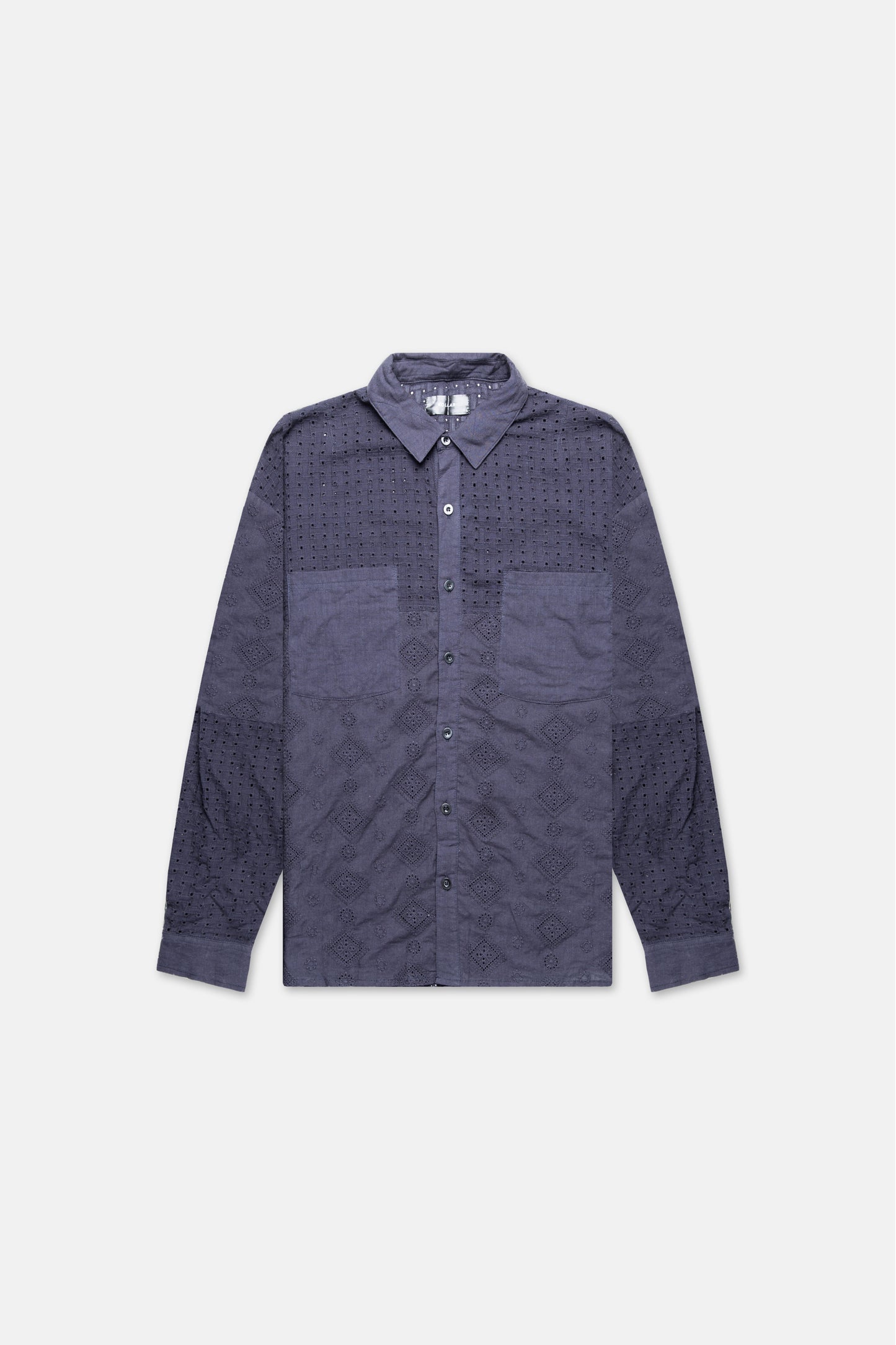 NAVY PATTERN BUTTON UP 051