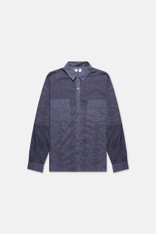 NAVY PATTERN BUTTON UP 051