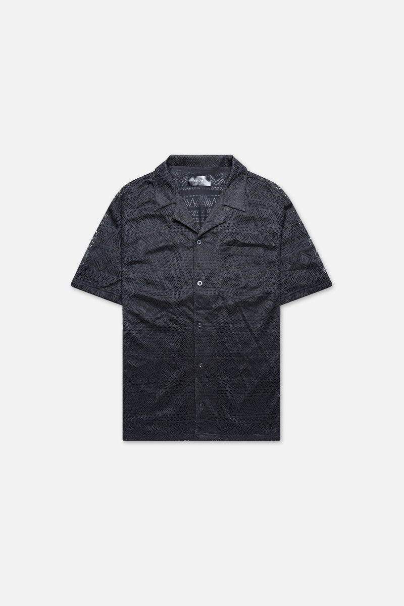 BLACK HEAVY LACE RESORT SHIRT 053