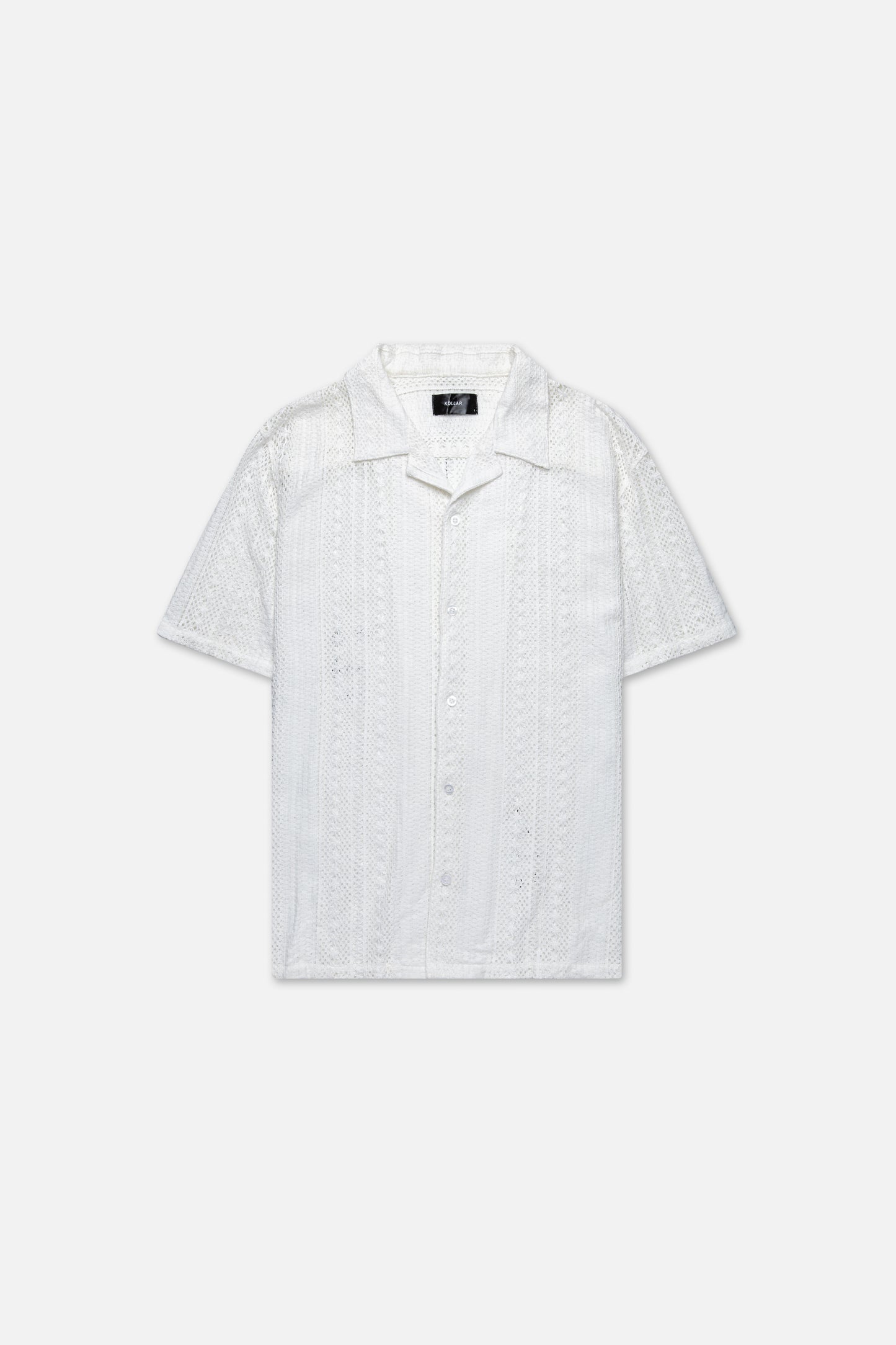 WHITE HEAVY LACE RESORT SHIRT 054