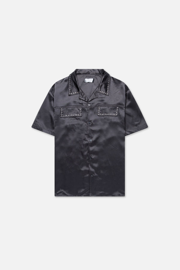 Black Studded Resort Shirt 055