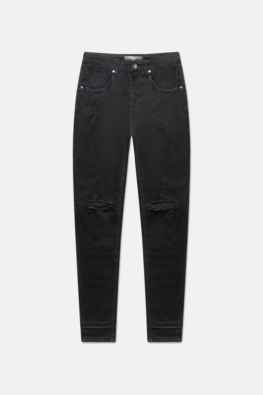 DESTROYED DOUBLE STACK BLACK SKINNIES 015
