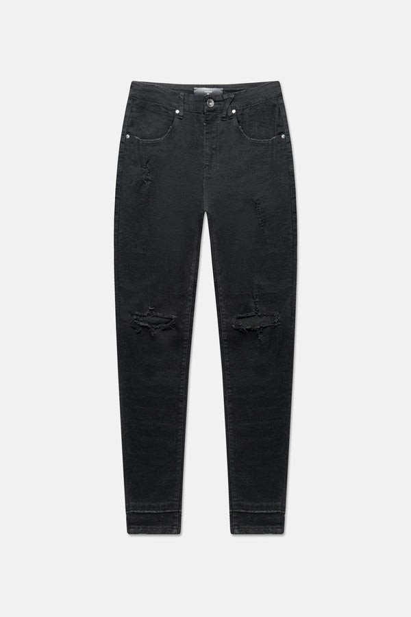 DESTROYED DOUBLE STACK BLACK SKINNIES 015