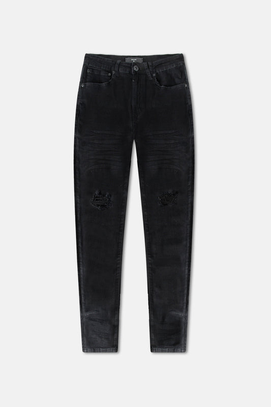 JM denim 203 Skinny - Destroyed Black