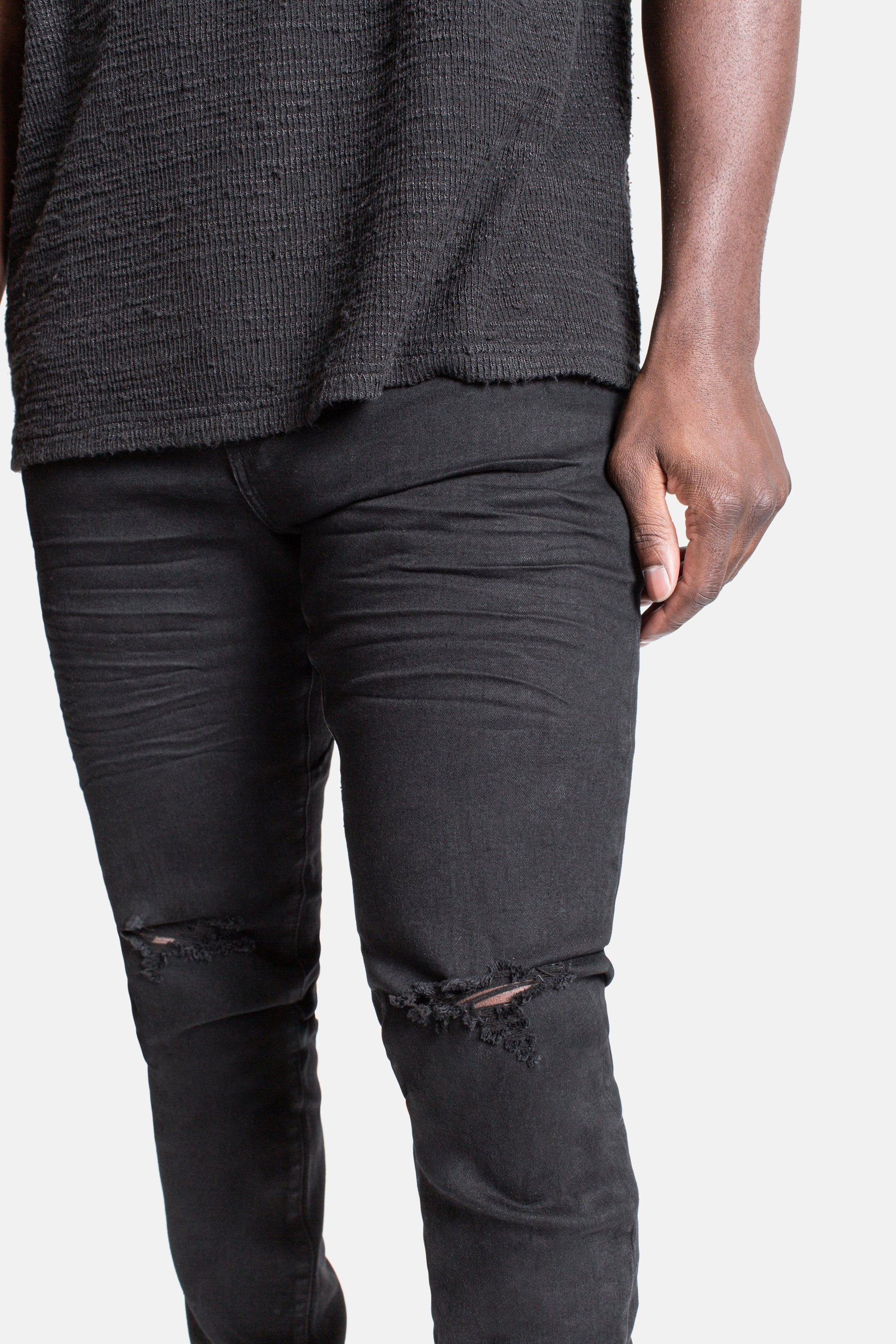 JM denim 203 Skinny - Destroyed Black