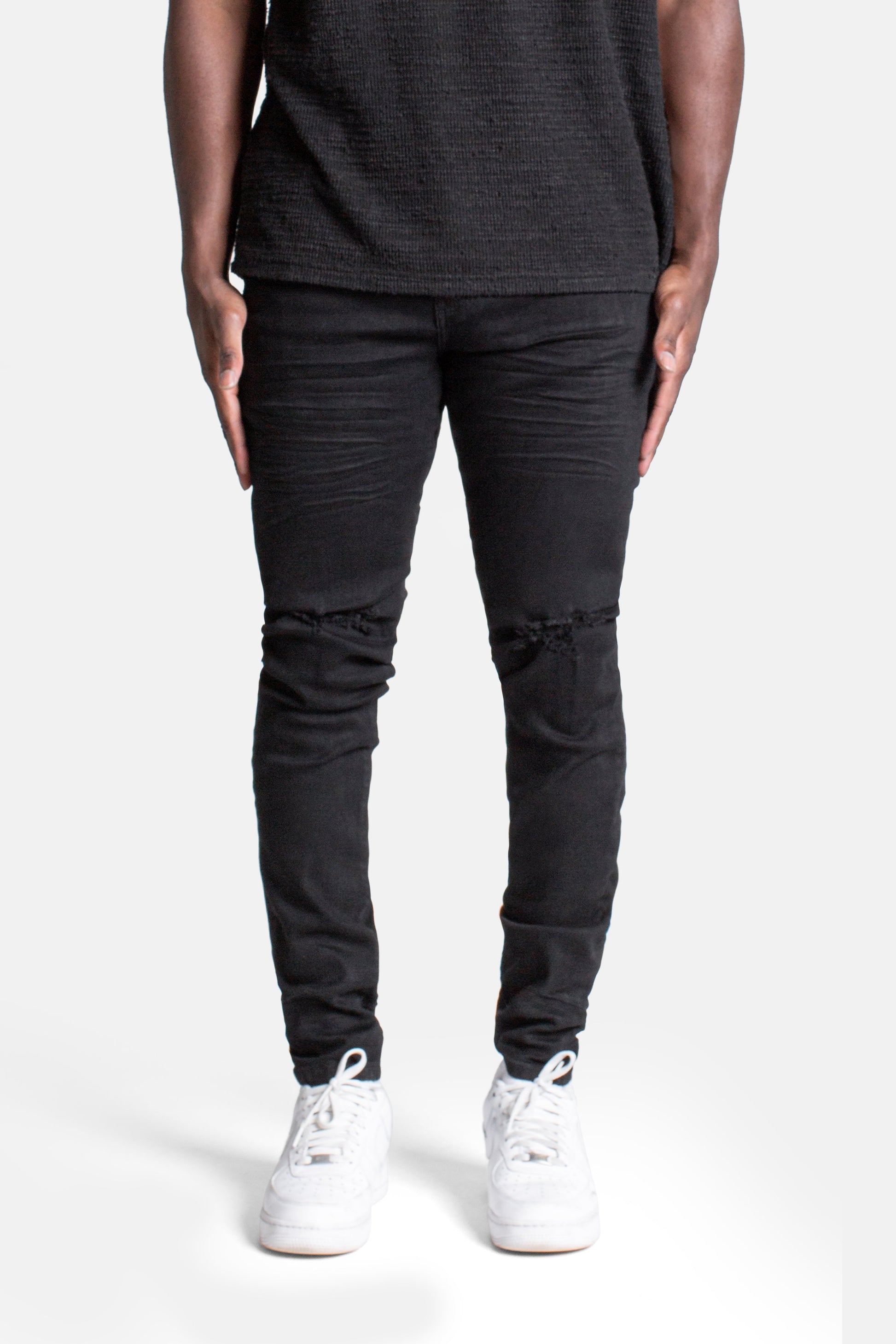 JM denim 203 Skinny - Destroyed Black