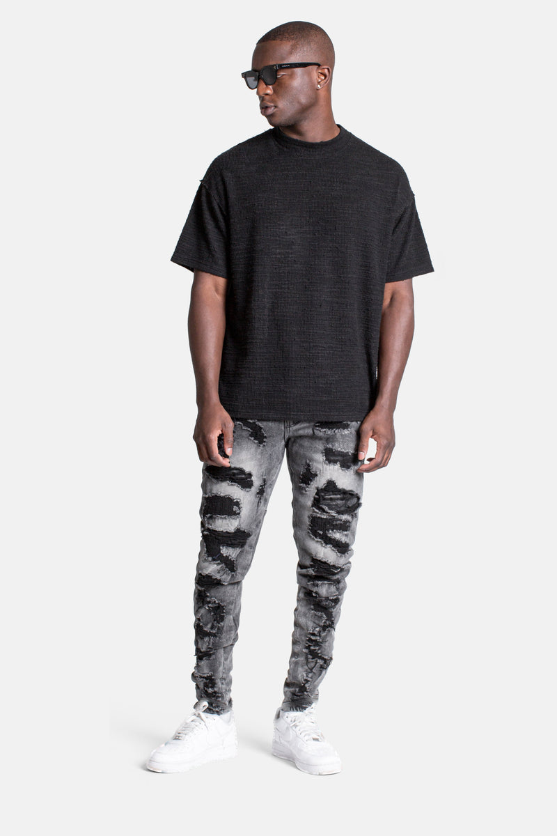 JM denim 203 Skinny - Destroyed Black Thrasher