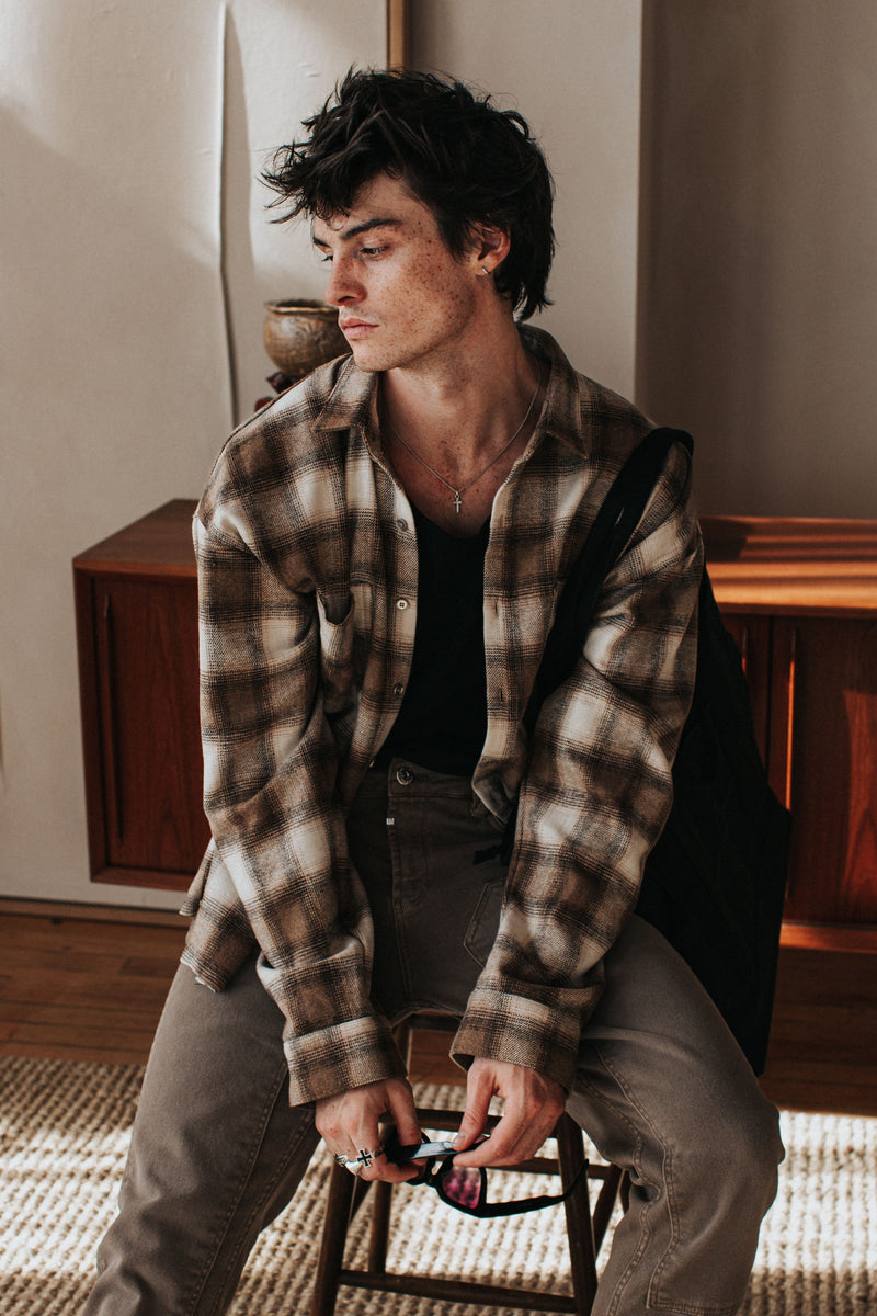 JM flannel Flannel Shirt - Beige