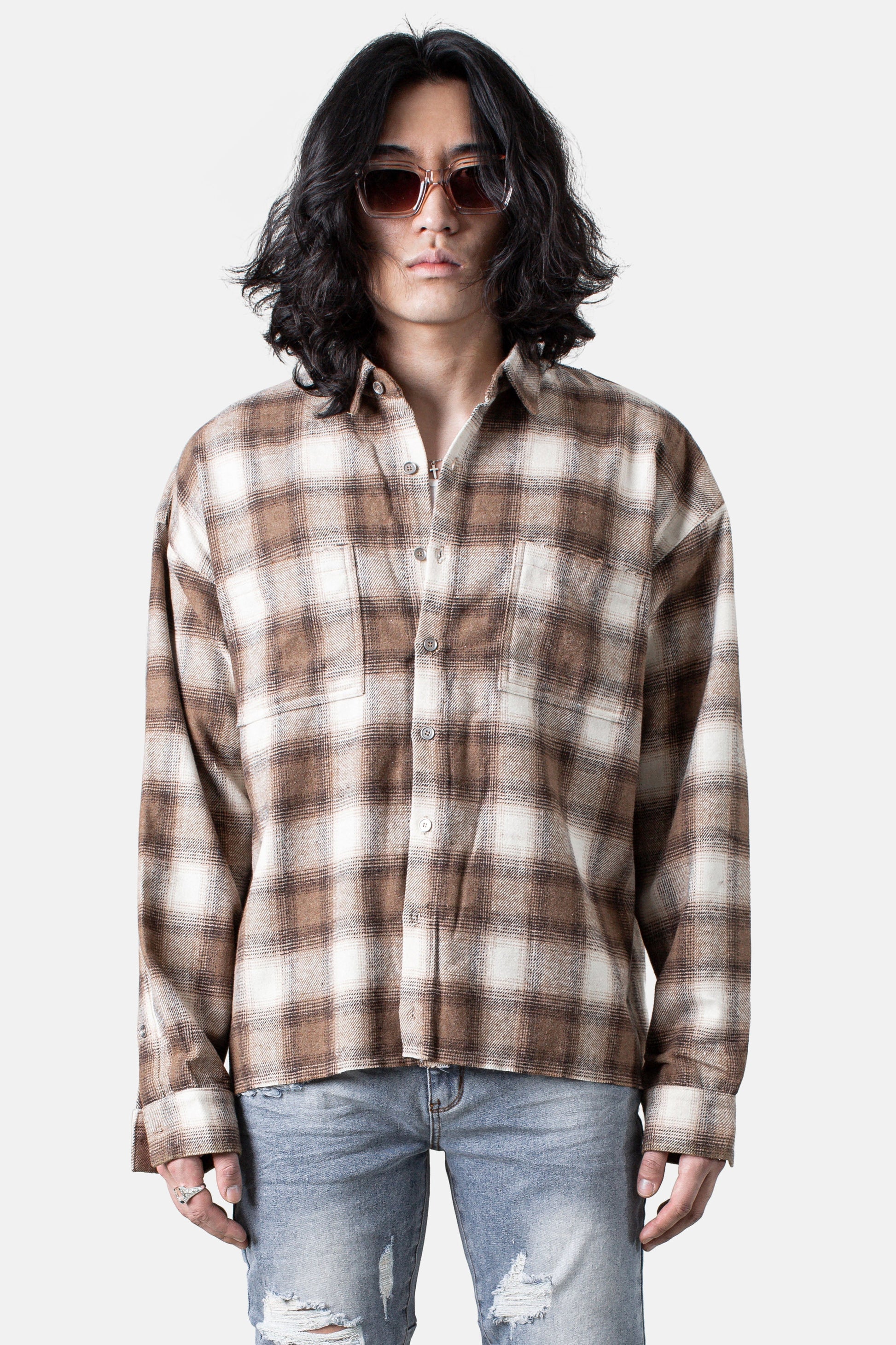 JM flannel Flannel Shirt - Beige
