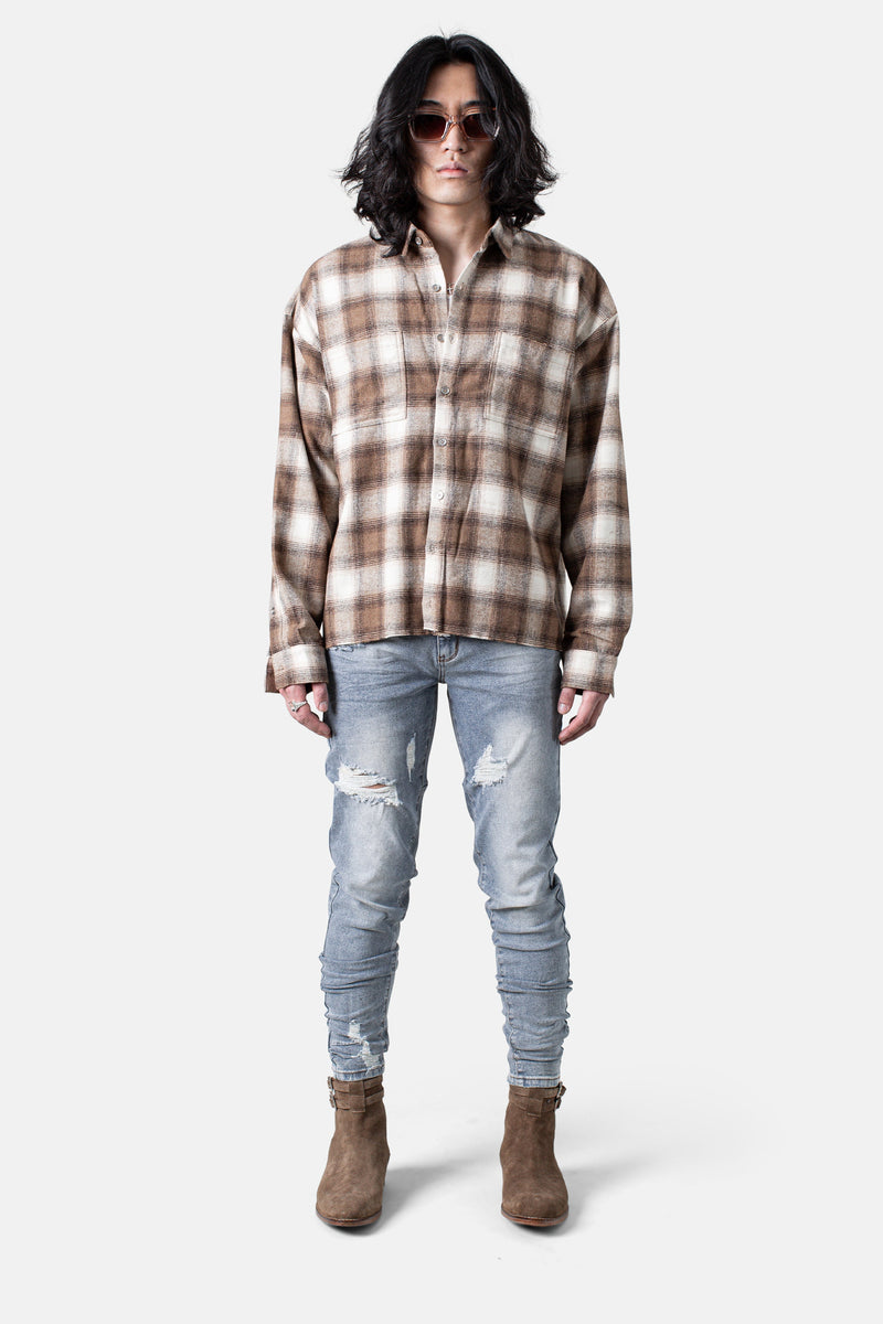 JM flannel Flannel Shirt - Beige