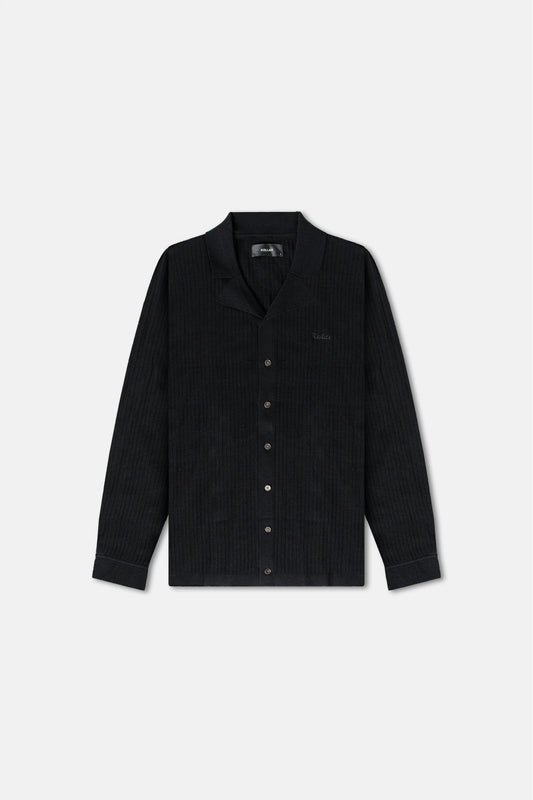 JM Knit Logo Button Down - Black