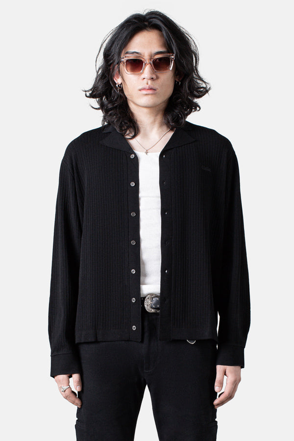 JM Knit Logo Button Down - Black