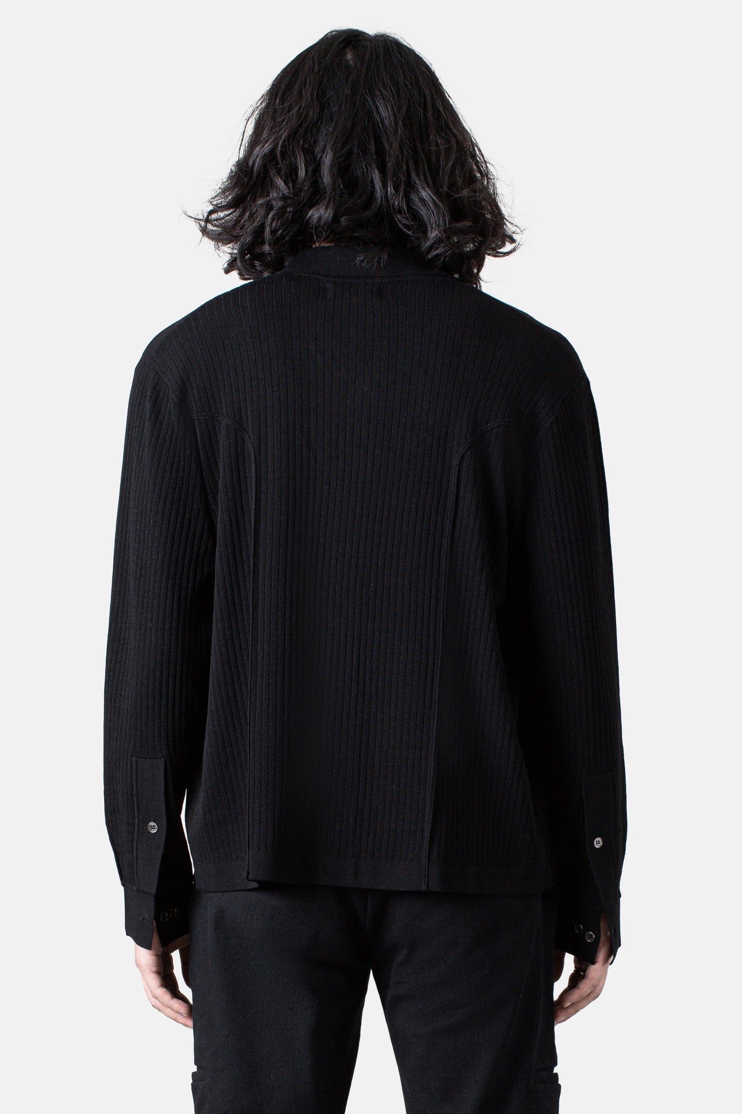 JM Knit Logo Button Down - Black