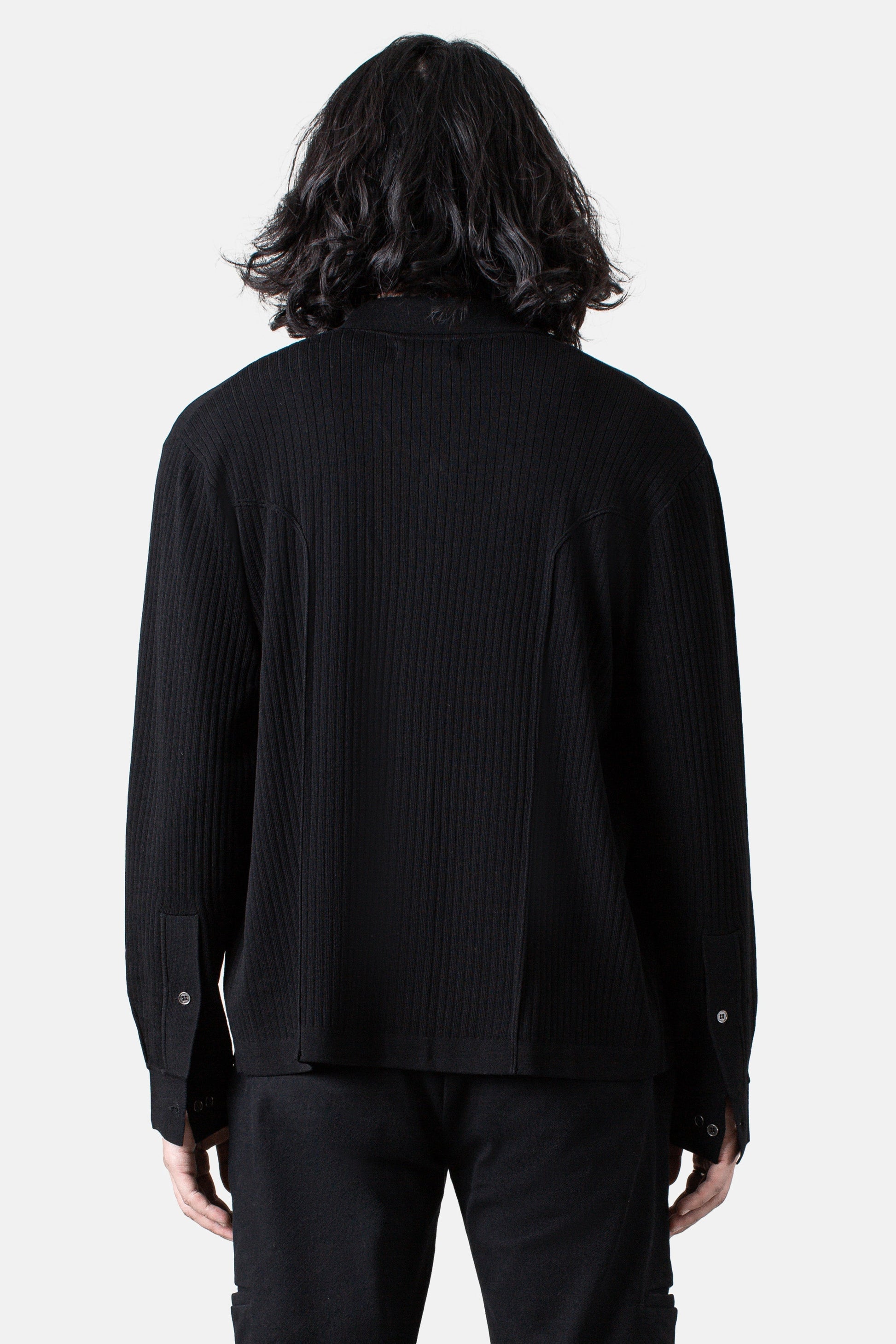 JM Knit Logo Button Down - Black
