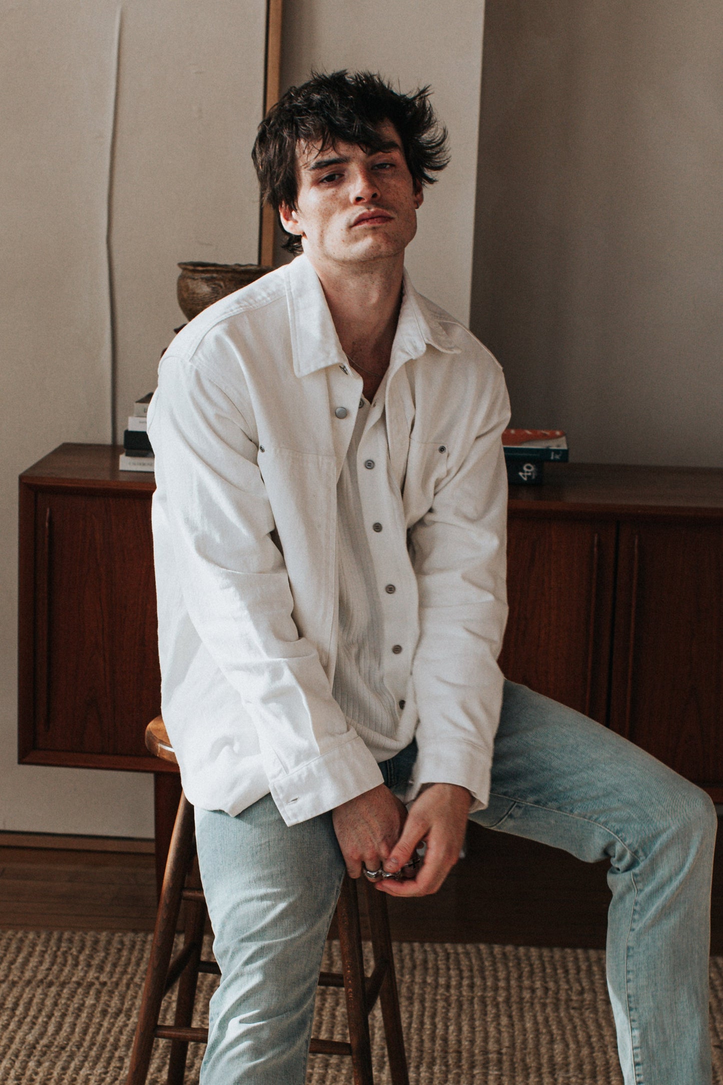 JM overshirt Canvas Overshirt - White
