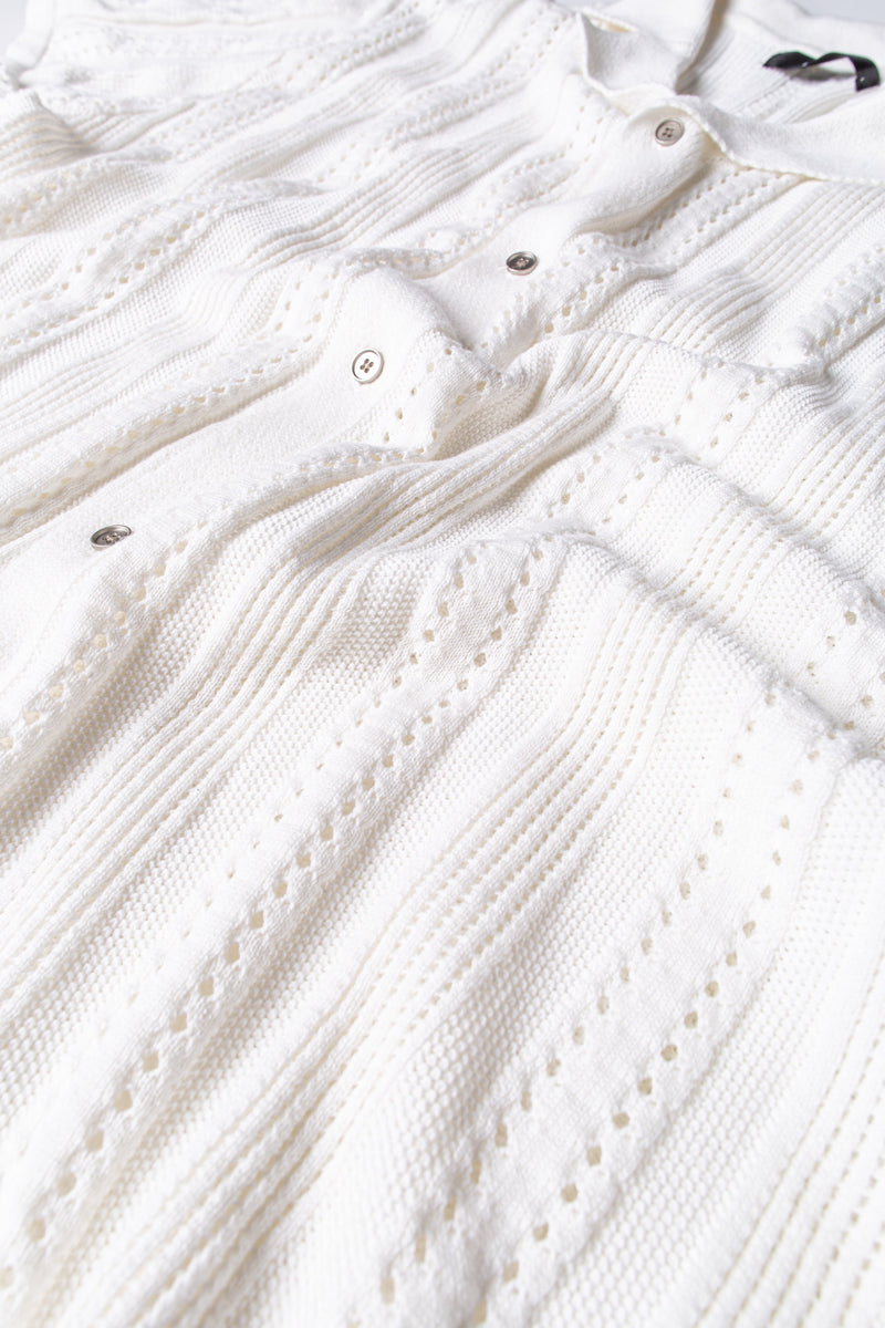 JM Resort Textural Knit Button Down - Off White