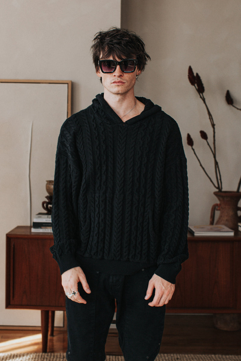 JM Shirts & Tops Knit Pullover Hoodie - Black