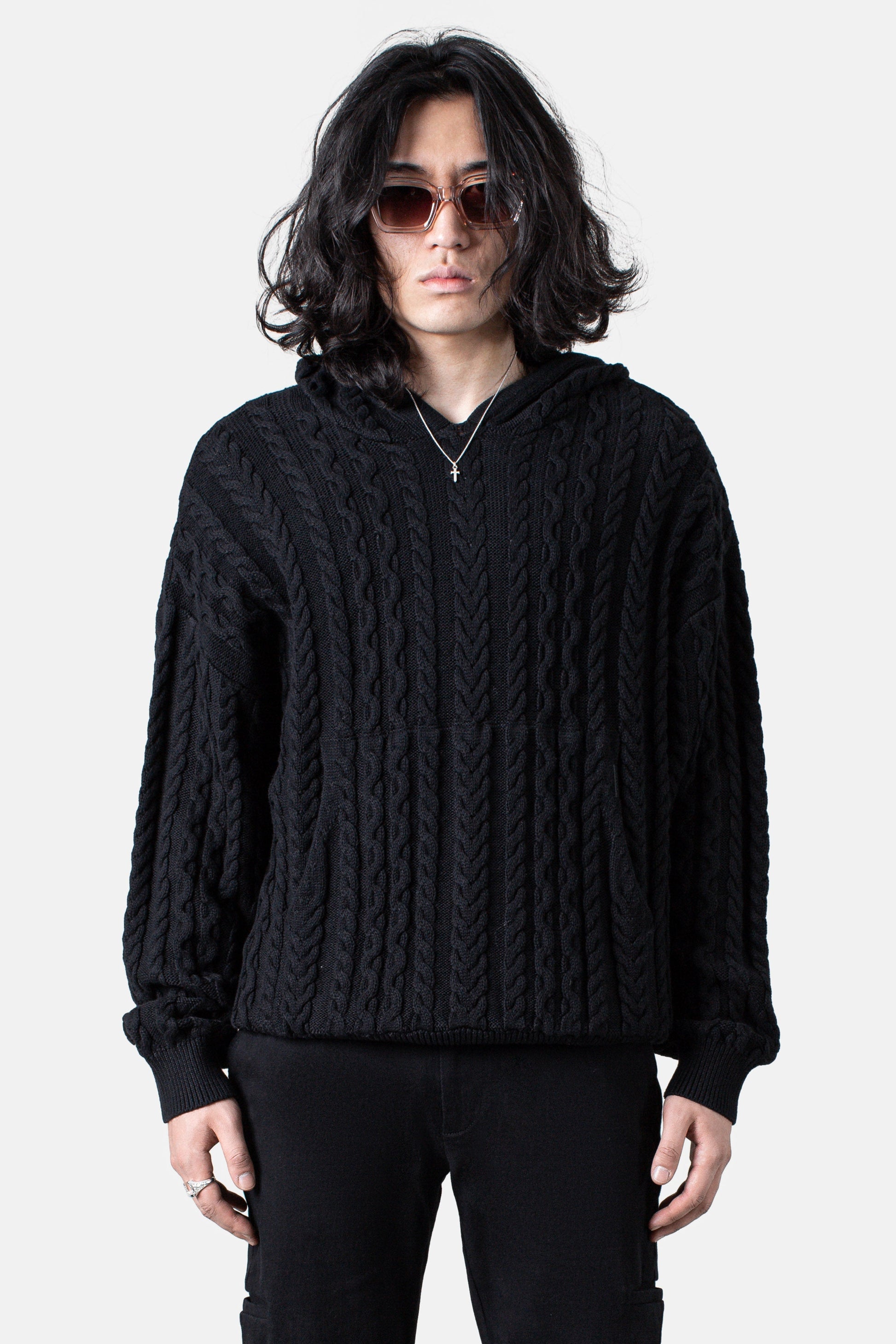 JM Shirts & Tops Knit Pullover Hoodie - Black