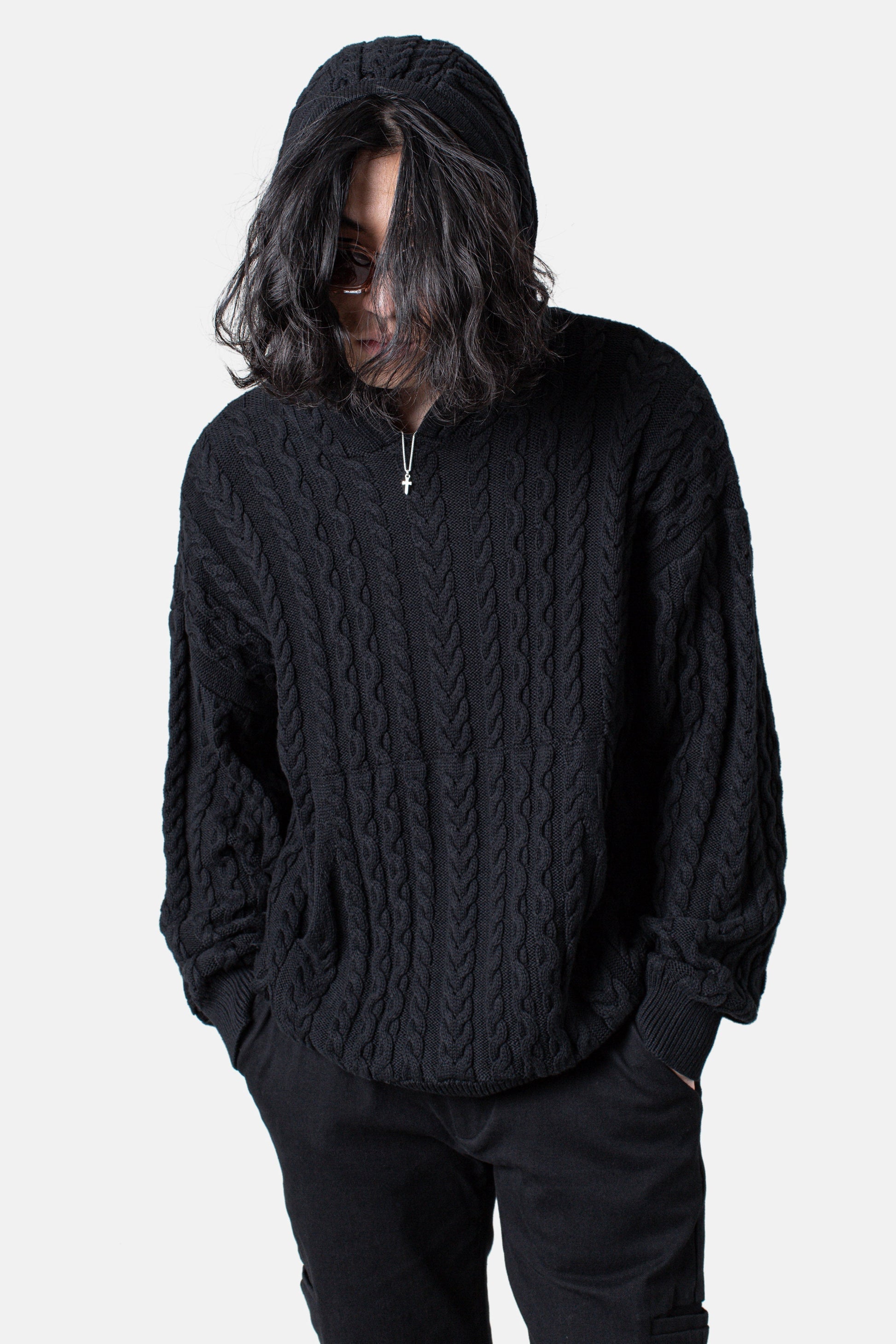 JM Shirts & Tops Knit Pullover Hoodie - Black