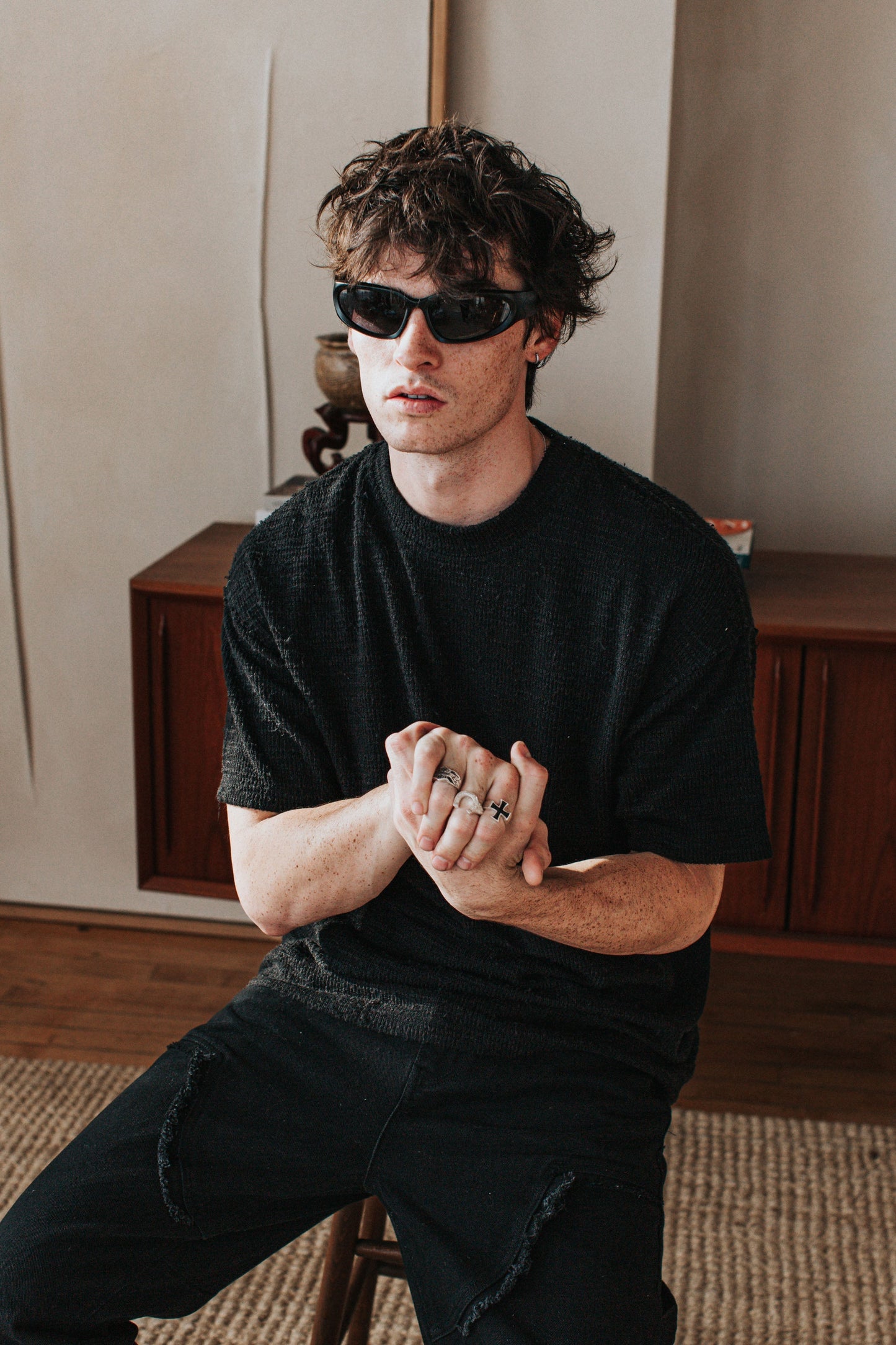 JM Shirts & Tops Textured Tee -  Black