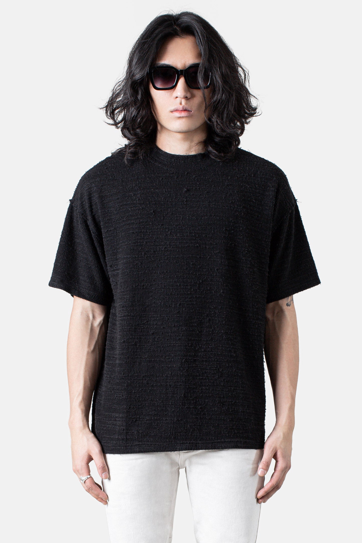 JM Shirts & Tops Textured Tee -  Black