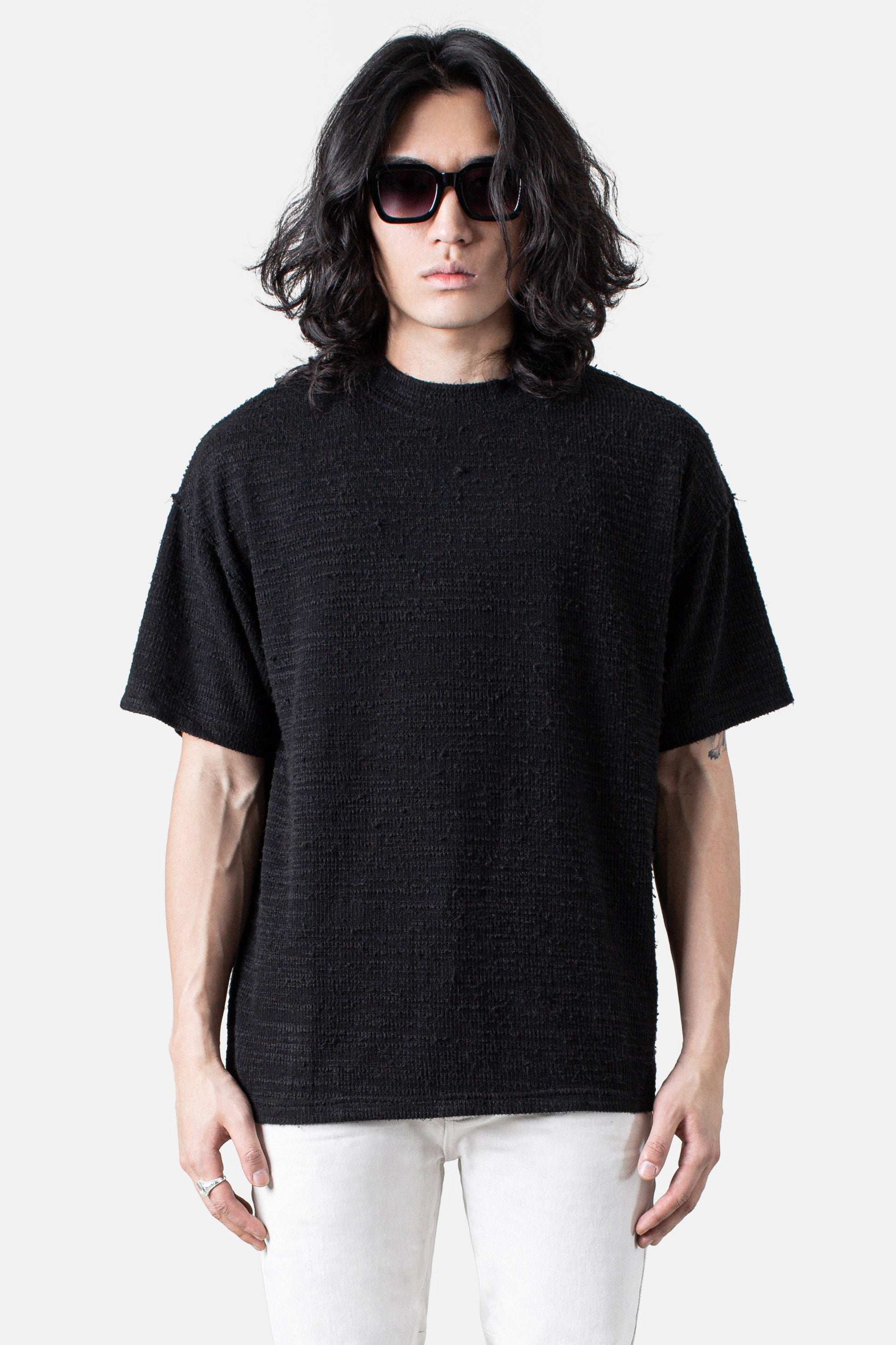 JM Shirts & Tops Textured Tee -  Black
