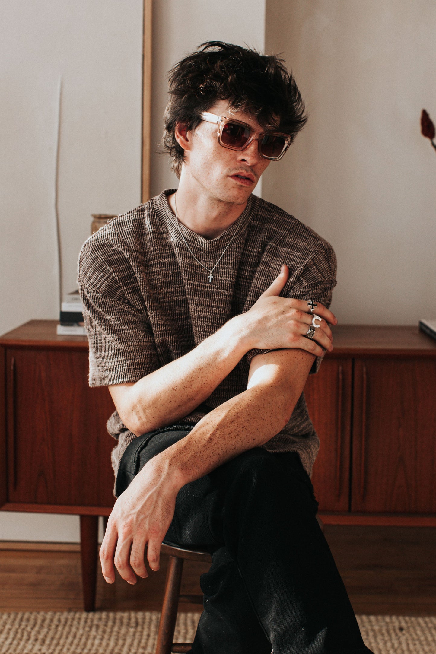 JM Shirts & Tops Textured Tee -  Sand Brown
