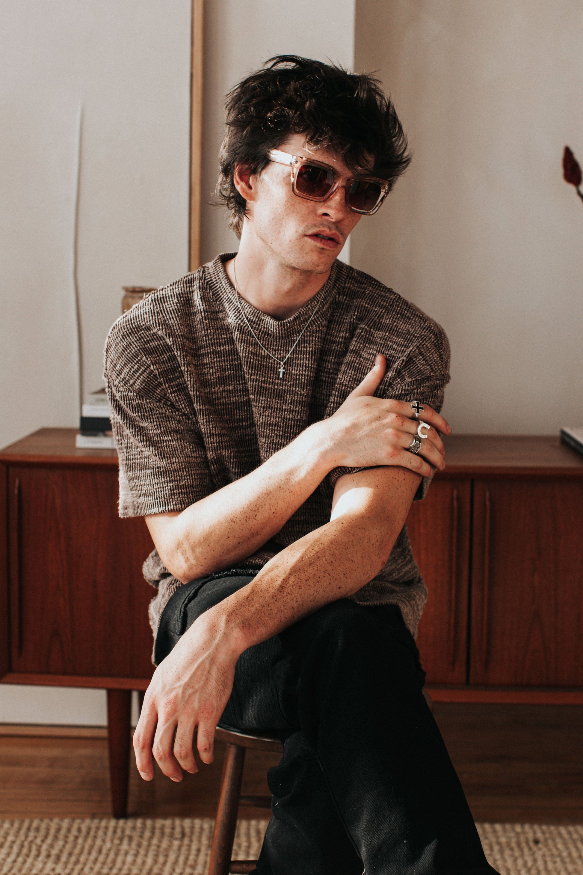 JM Shirts & Tops Textured Tee -  Sand Brown