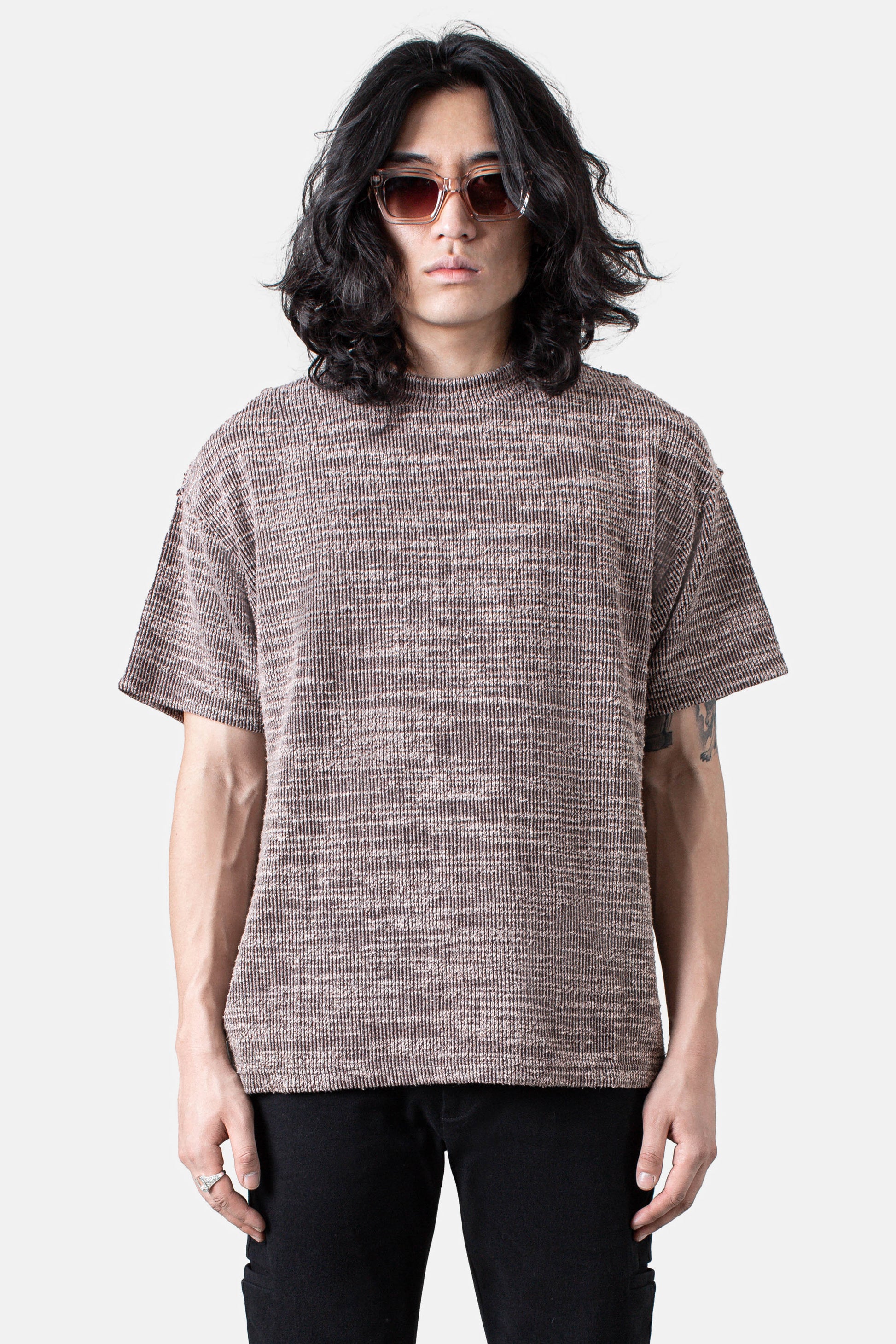 JM Shirts & Tops Textured Tee -  Sand Brown