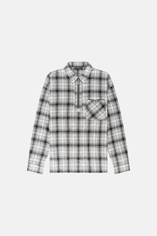 JMZ flannel Quarter Zip Flannel - Washed Grey