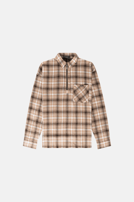 JMZ flannel Quarter Zip Flannel - Washed Sand