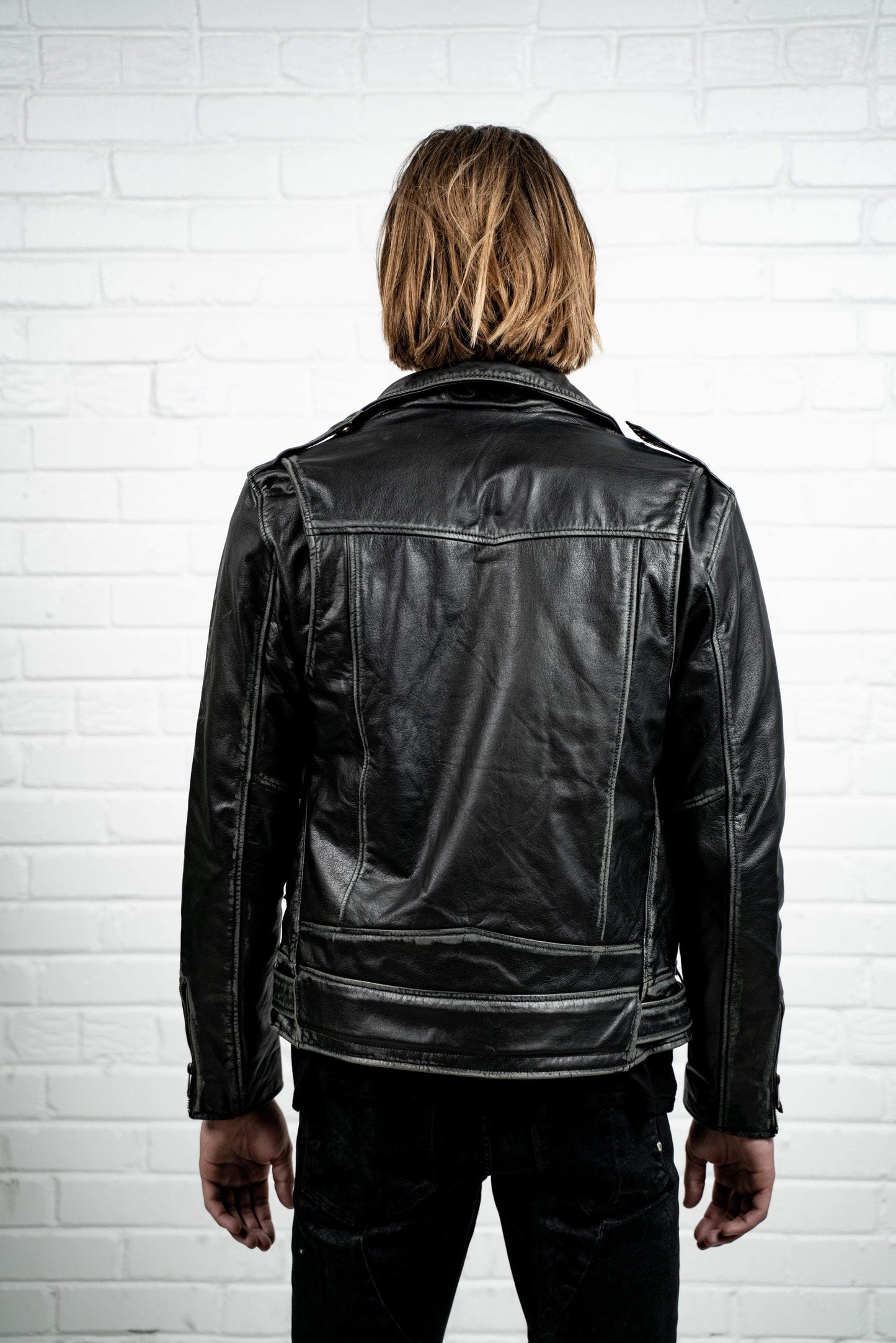 Kollar Clothing Aged Leather Jacket - Black Coppertone