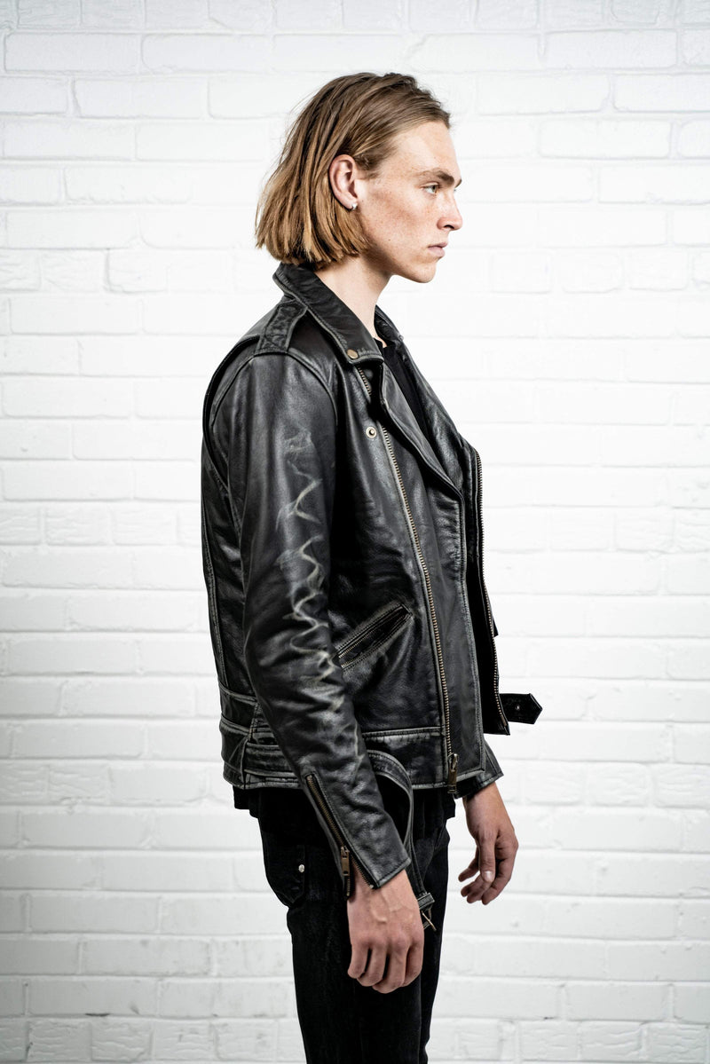 Kollar Clothing Aged Leather Jacket - Black Coppertone