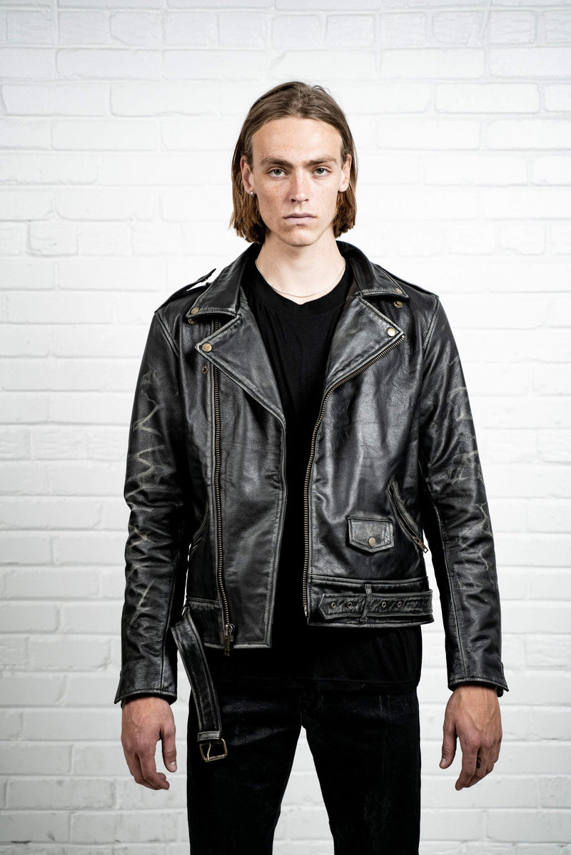 Kollar Clothing Aged Leather Jacket - Black Coppertone