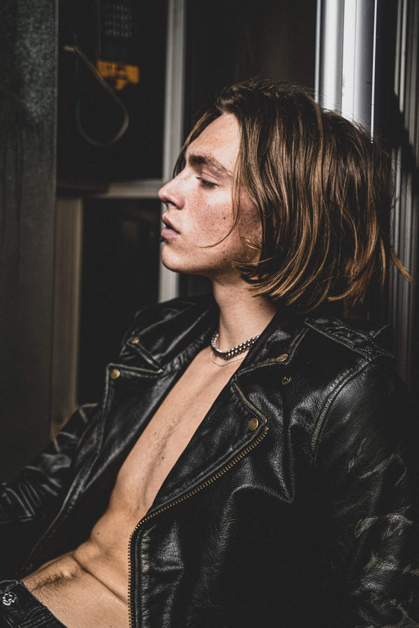 Kollar Clothing Aged Leather Jacket - Black Coppertone