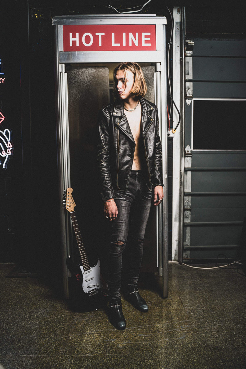 Kollar Clothing Aged Leather Jacket - Black Coppertone