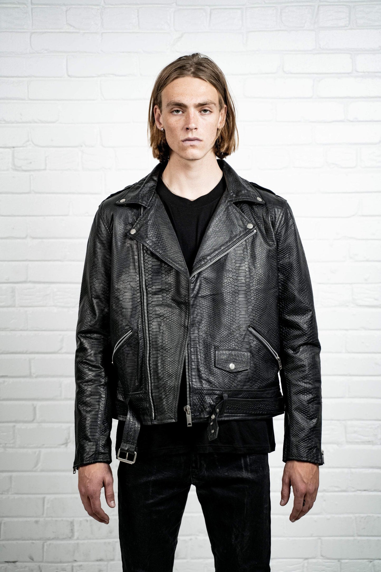 Kollar Clothing Crocodile Leather Jacket - Black