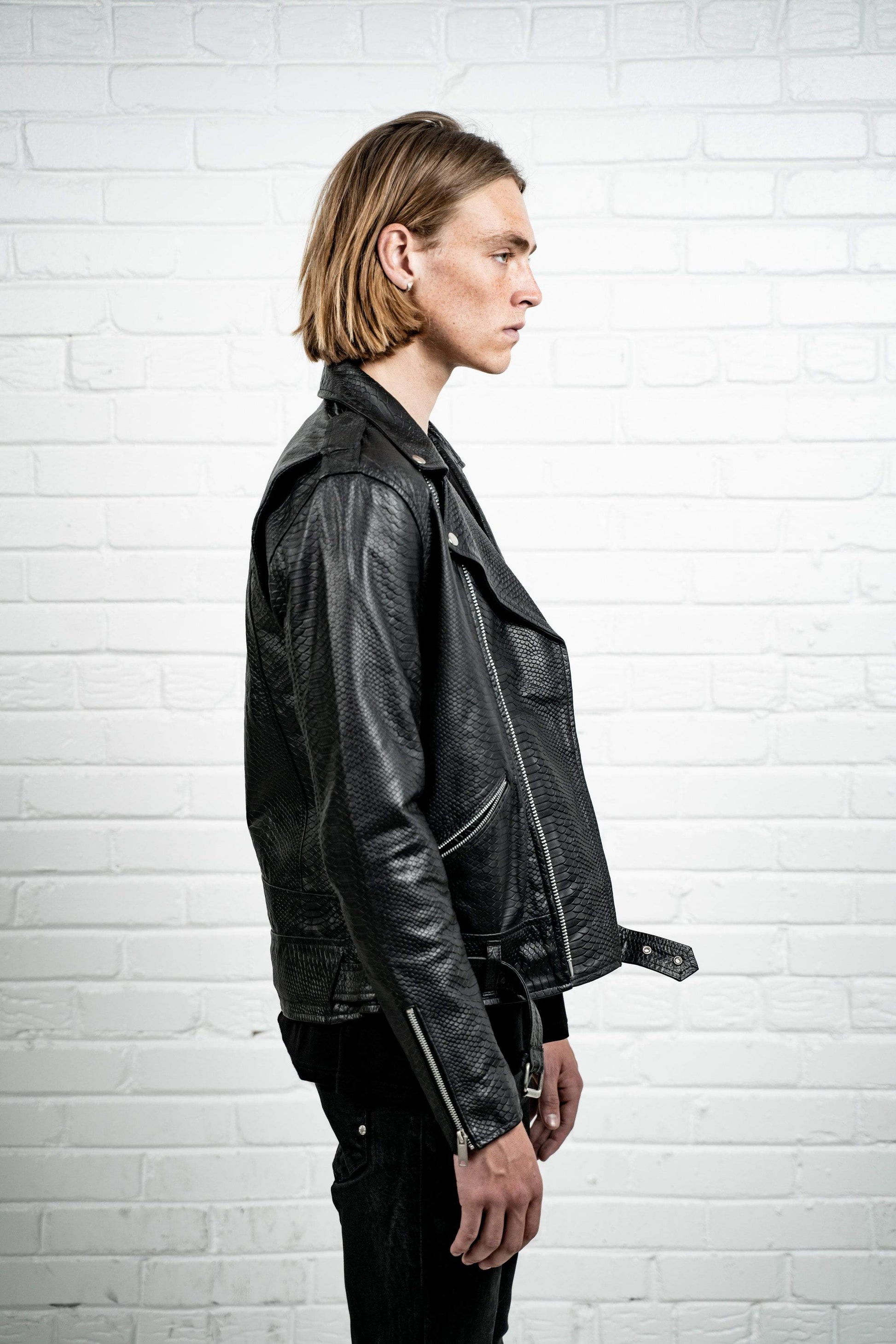 Kollar Clothing Crocodile Leather Jacket - Black
