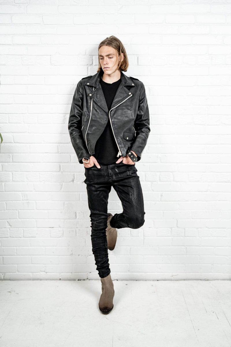 Kollar Clothing Crocodile Leather Jacket - Black