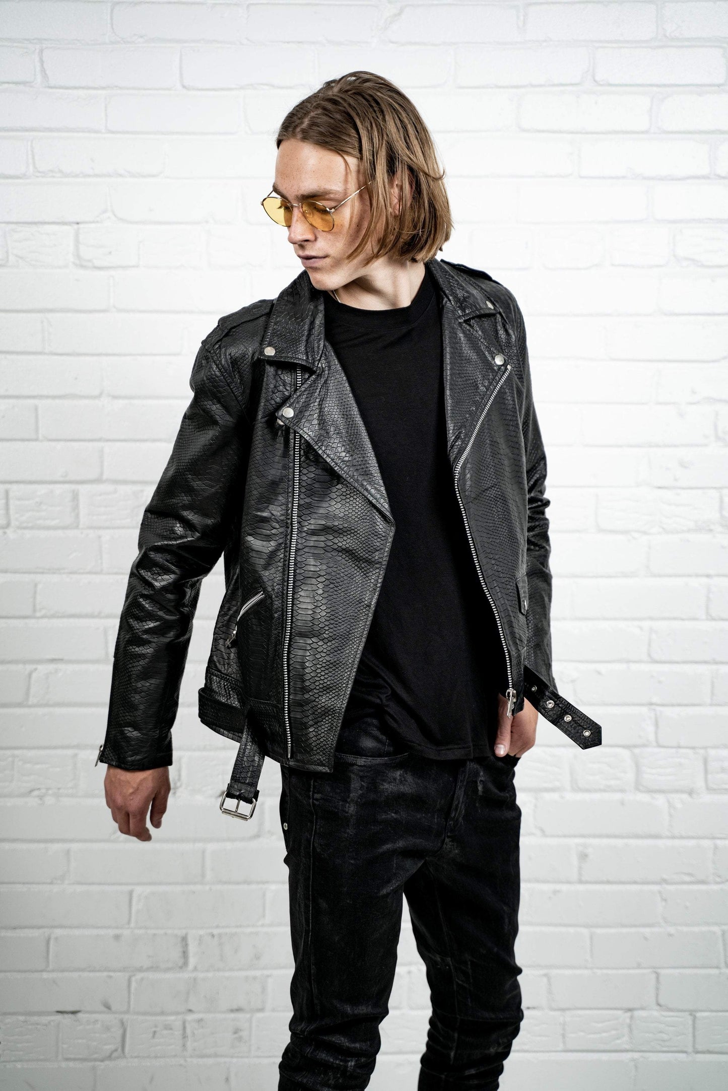 Kollar Clothing Crocodile Leather Jacket - Black