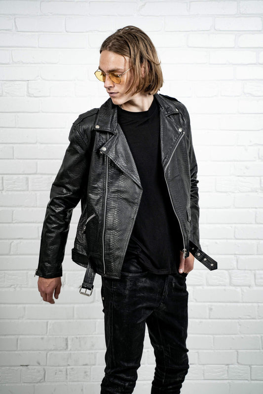 Kollar Clothing Crocodile Leather Jacket - Black