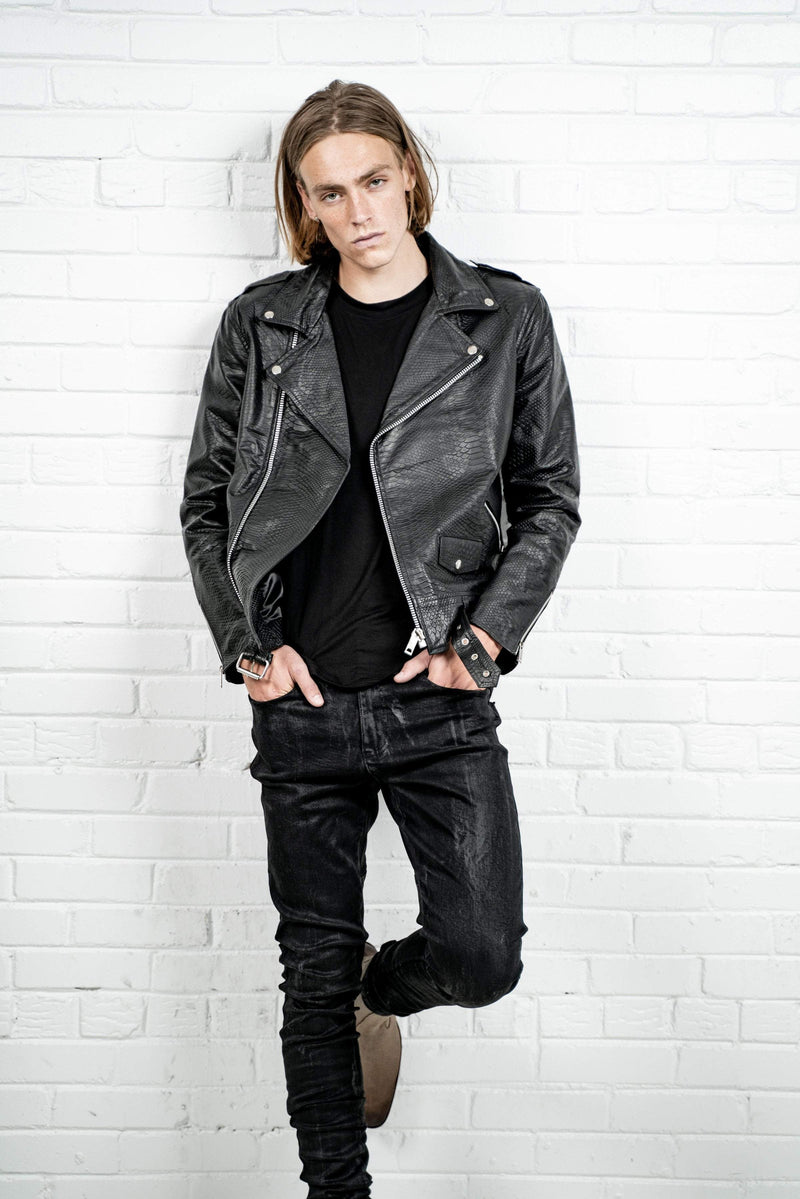 Kollar Clothing Crocodile Leather Jacket - Black