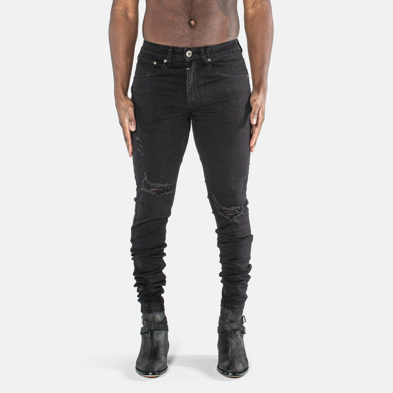 KY denim 203 Rockstars - Destroyed Essential Black Denim