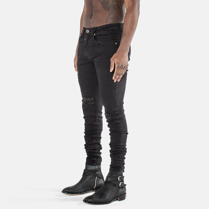 KY denim 203 Rockstars - Destroyed Essential Black Denim