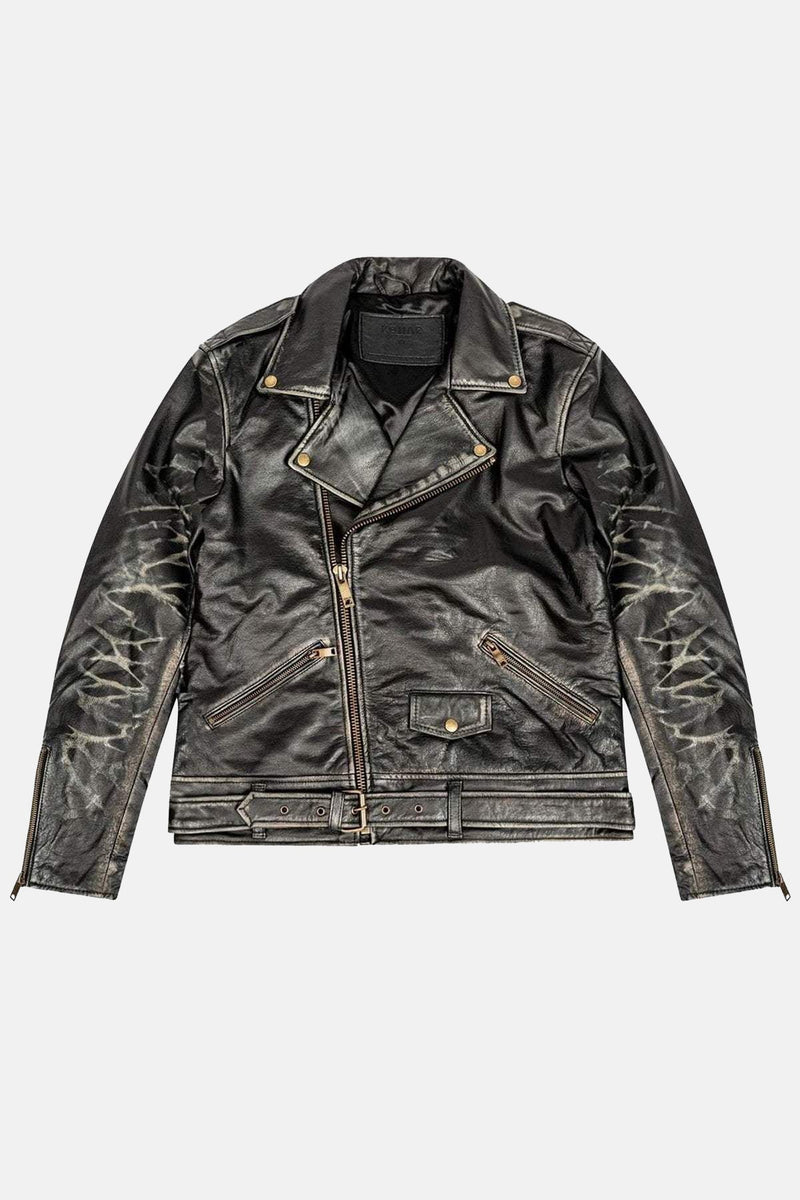 LB Aged Leather Jacket - Black Coppertone