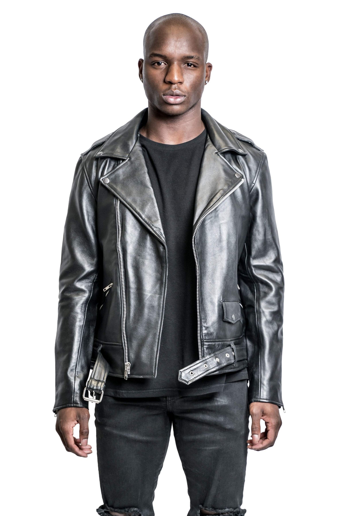 LB Classic Matte Leather Biker - Black