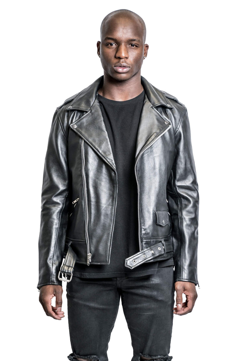 LB Classic Matte Leather Biker - Black
